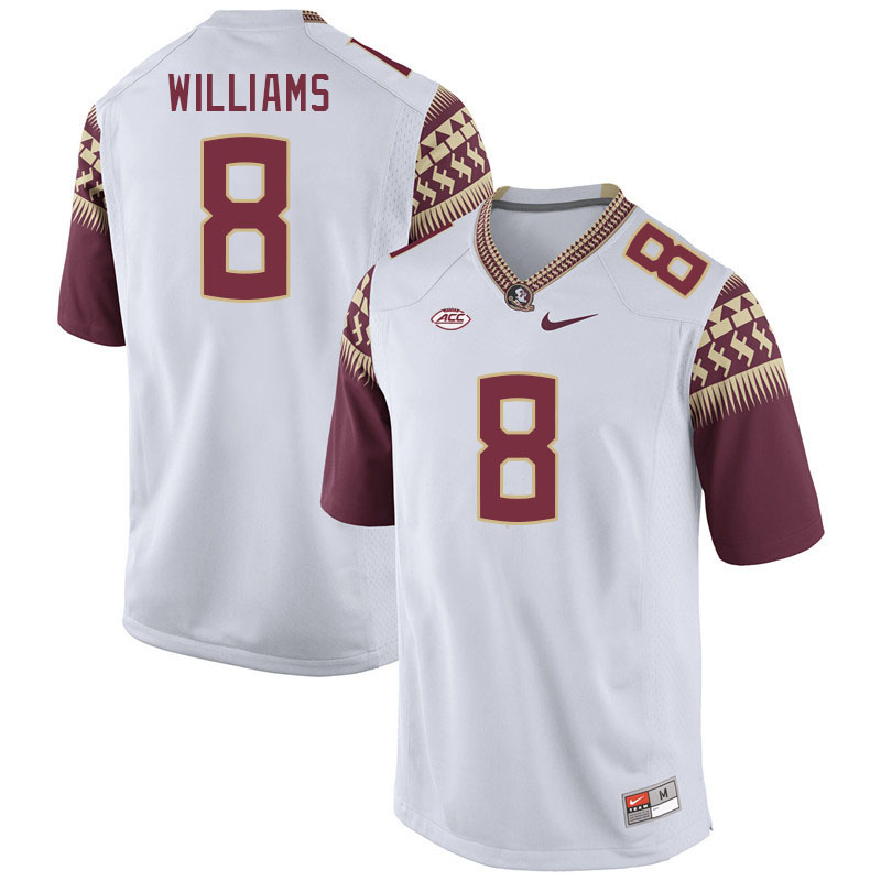 Men #8 Hykeem Williams Florida State Seminoles College Football Jerseys Stitched-White